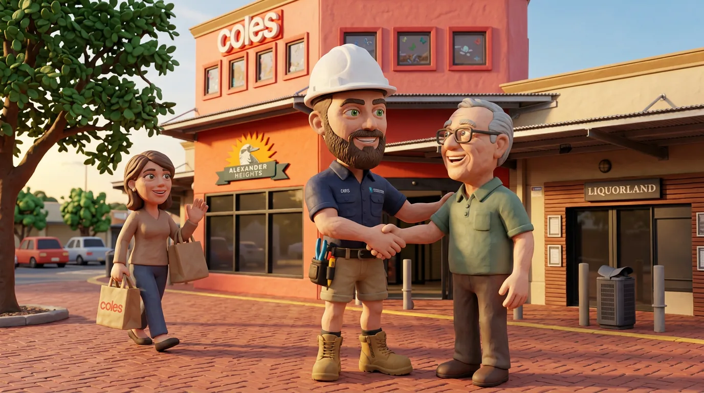 Claymation-style Response Electricians commercial electrician with hard hat and tool belt in Alexander Heights, representing commercial electrical services for local businesses