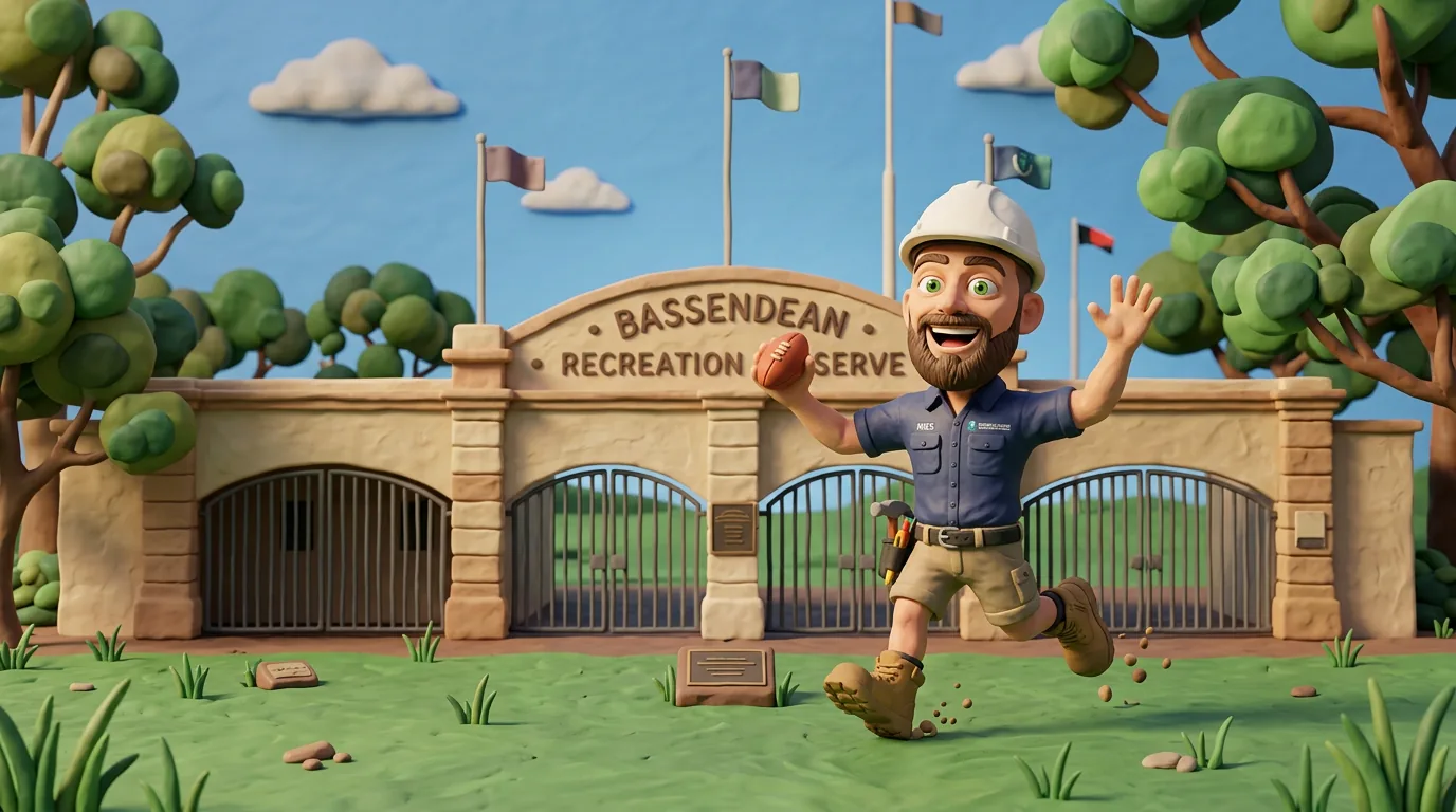 Claymation-style Response Electricians commercial electrician with hard hat and tool belt in Coogee, representing commercial electrical services for local businesses