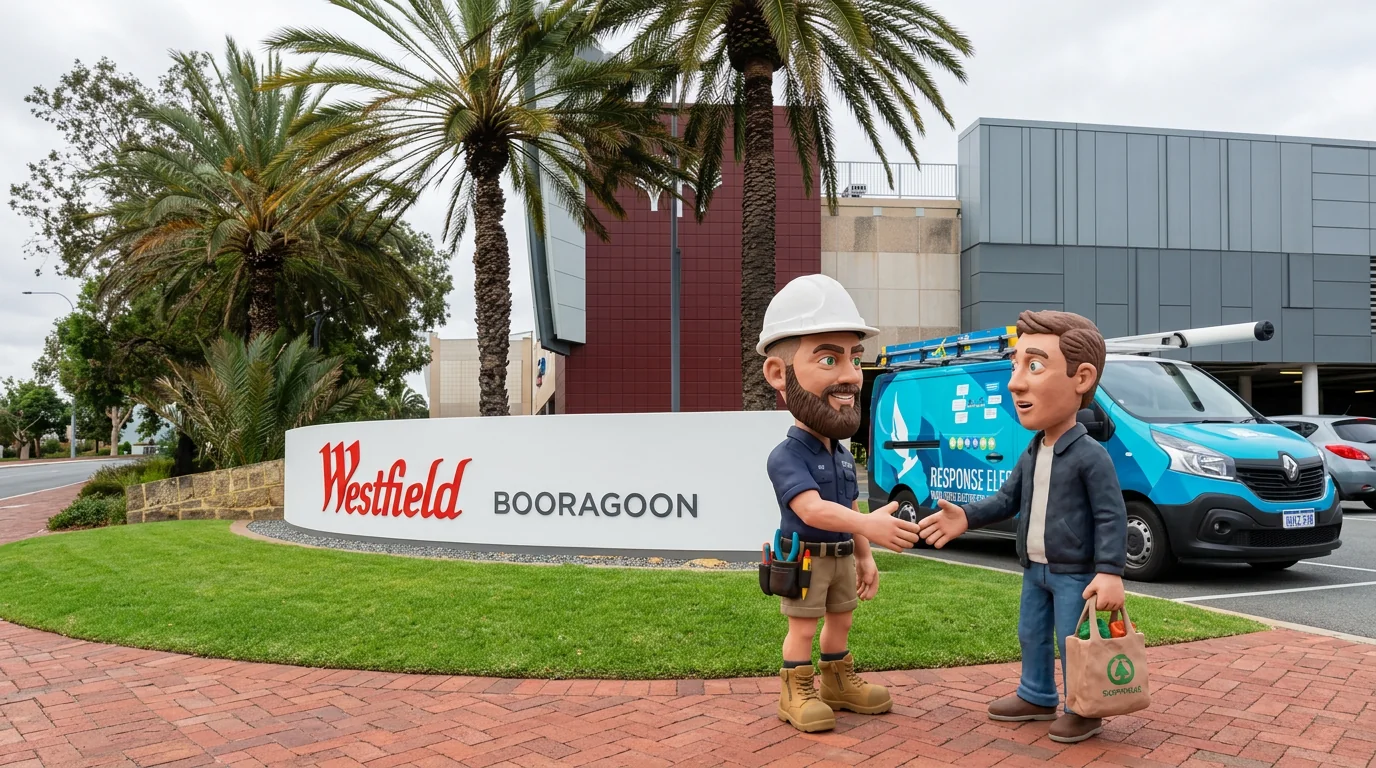 Claymation-style Response Electricians tradesperson at Booragoon, Western Australia