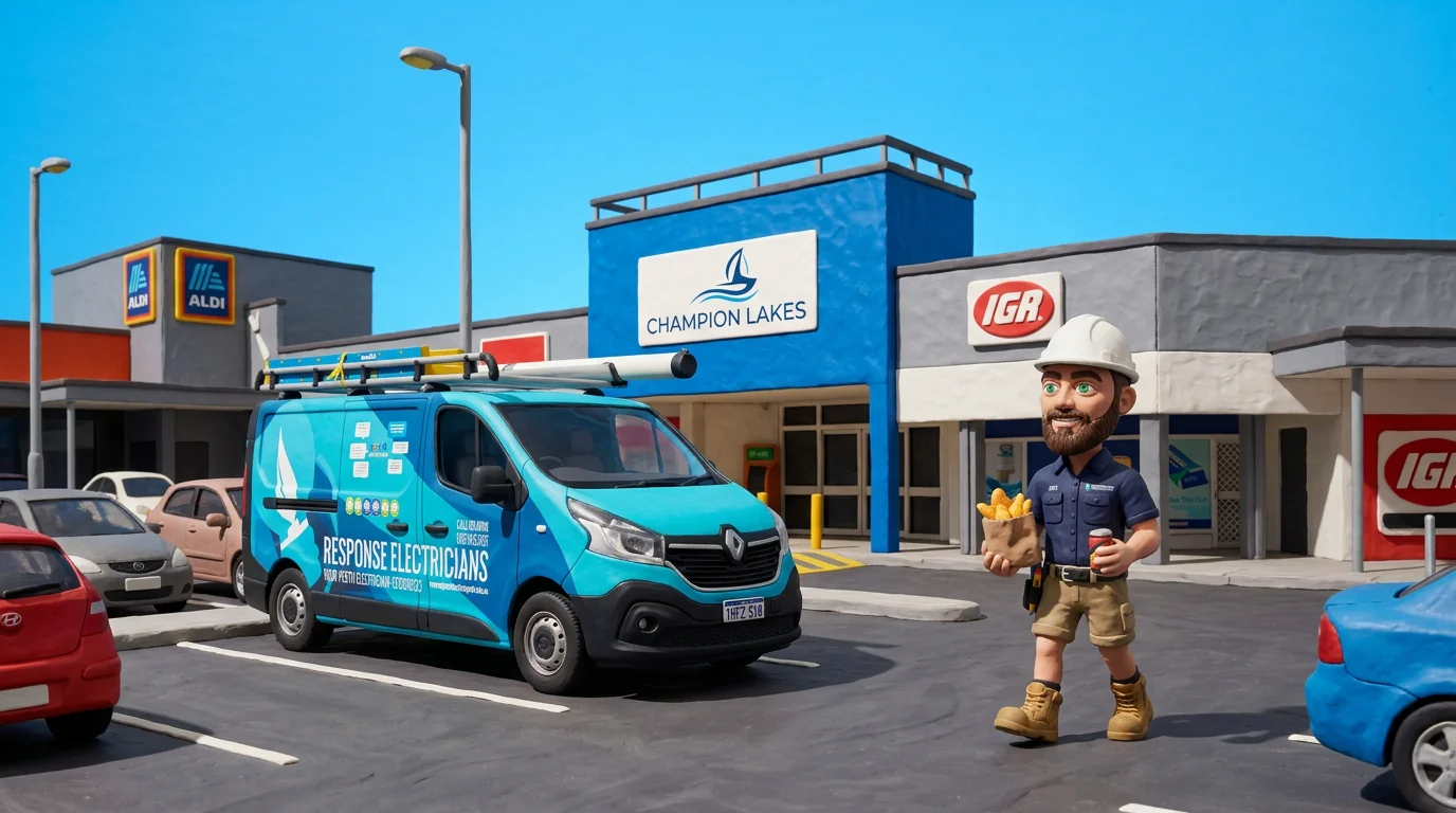 Claymation-style Response Electricians tradesperson at Champion Lakes, Western Australia