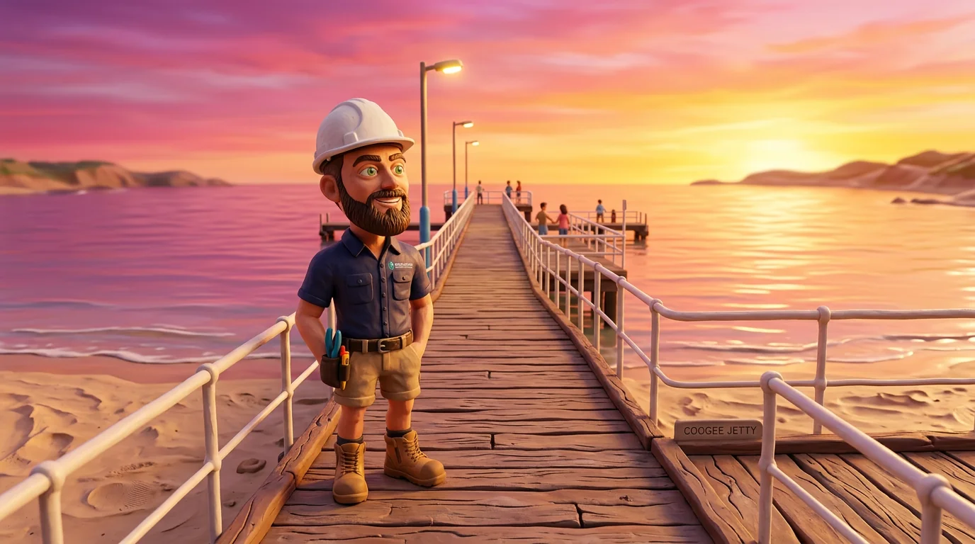 Claymation-style Response Electricians tradesperson at Coogee, Western Australia