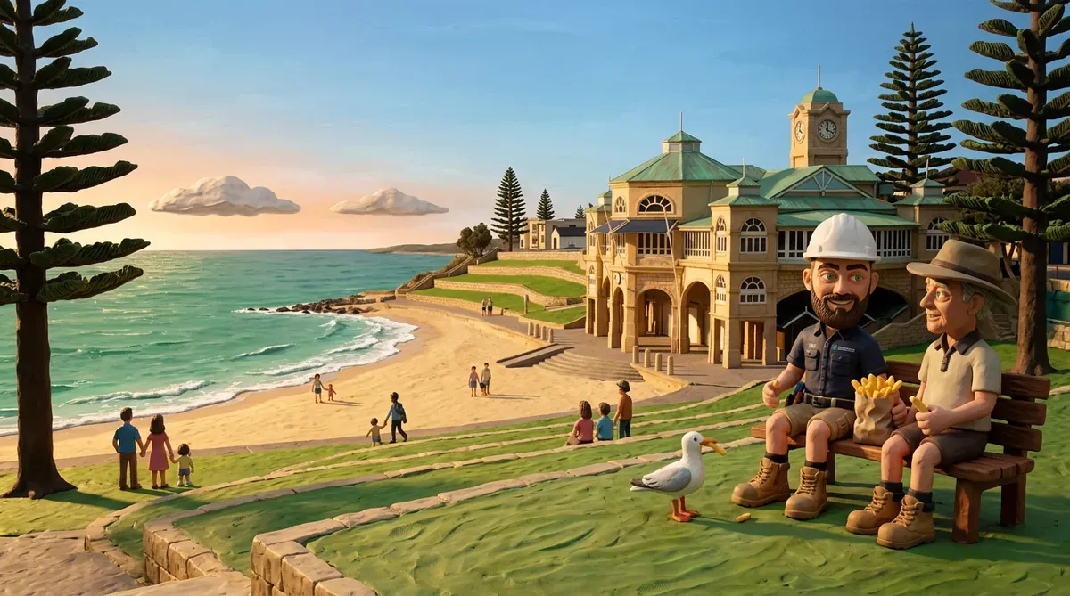 Claymation-style Response Electricians tradesperson at Cottesloe, Western Australia