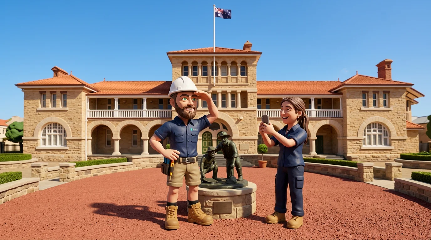 Claymation-style Response Electricians tradesperson at East Perth, Western Australia