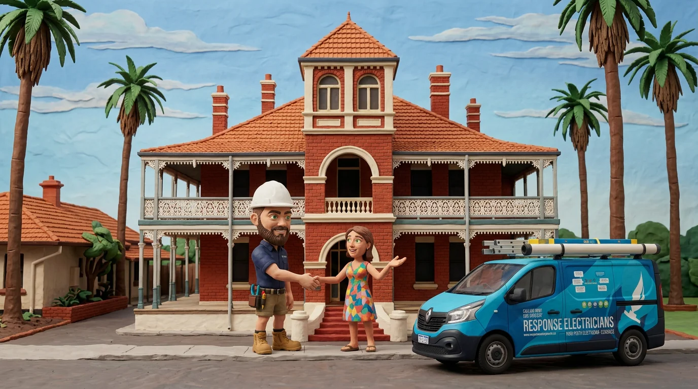 Claymation-style Response Electricians tradesperson at East Victoria Park, Western Australia