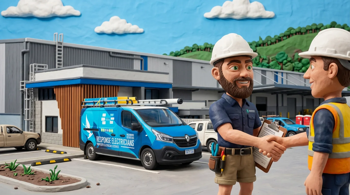 Claymation-style Response Electricians tradesperson at Hazelmere, Western Australia