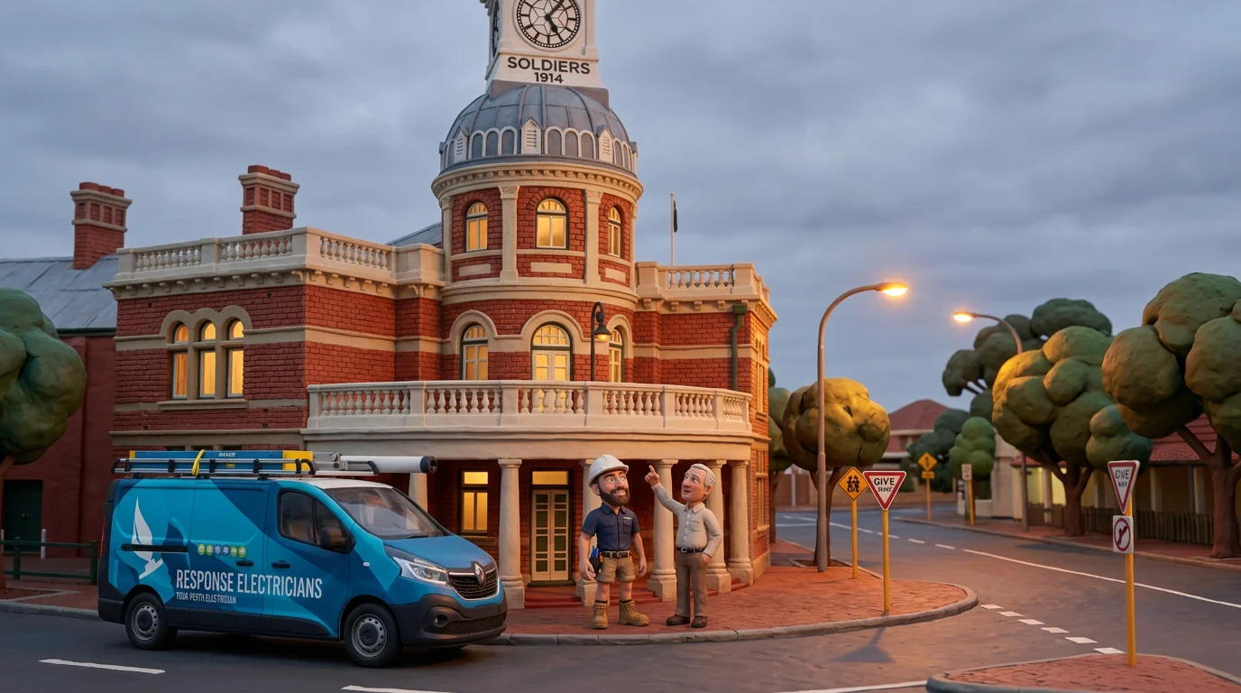 Claymation-style Response Electricians tradesperson at Midland, Western Australia