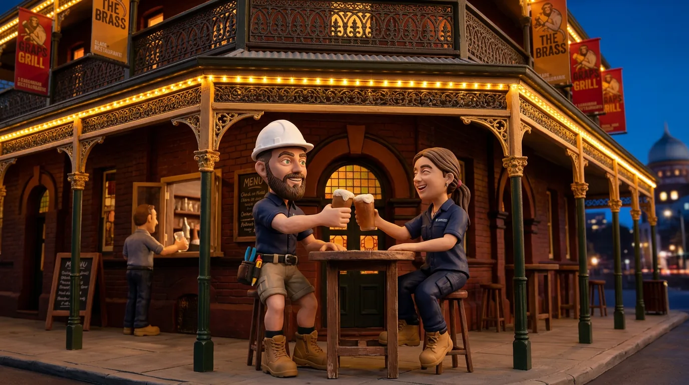 Claymation-style Response Electricians tradesperson at North Bridge, Western Australia