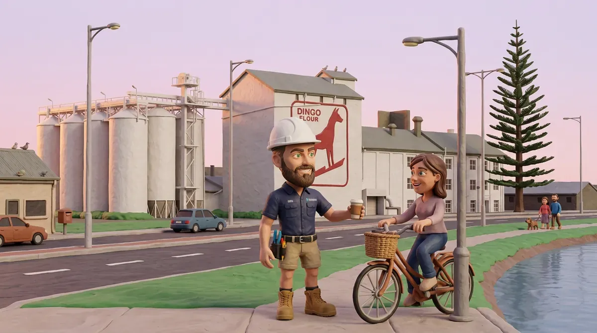 Claymation-style Response Electricians tradesperson at North Fremantle, Western Australia