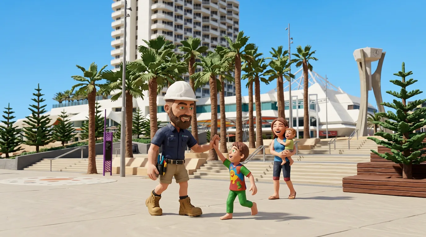 Claymation-style Response Electricians commercial electrician with hard hat and tool belt in Scarborough, representing commercial electrical services for local businesses