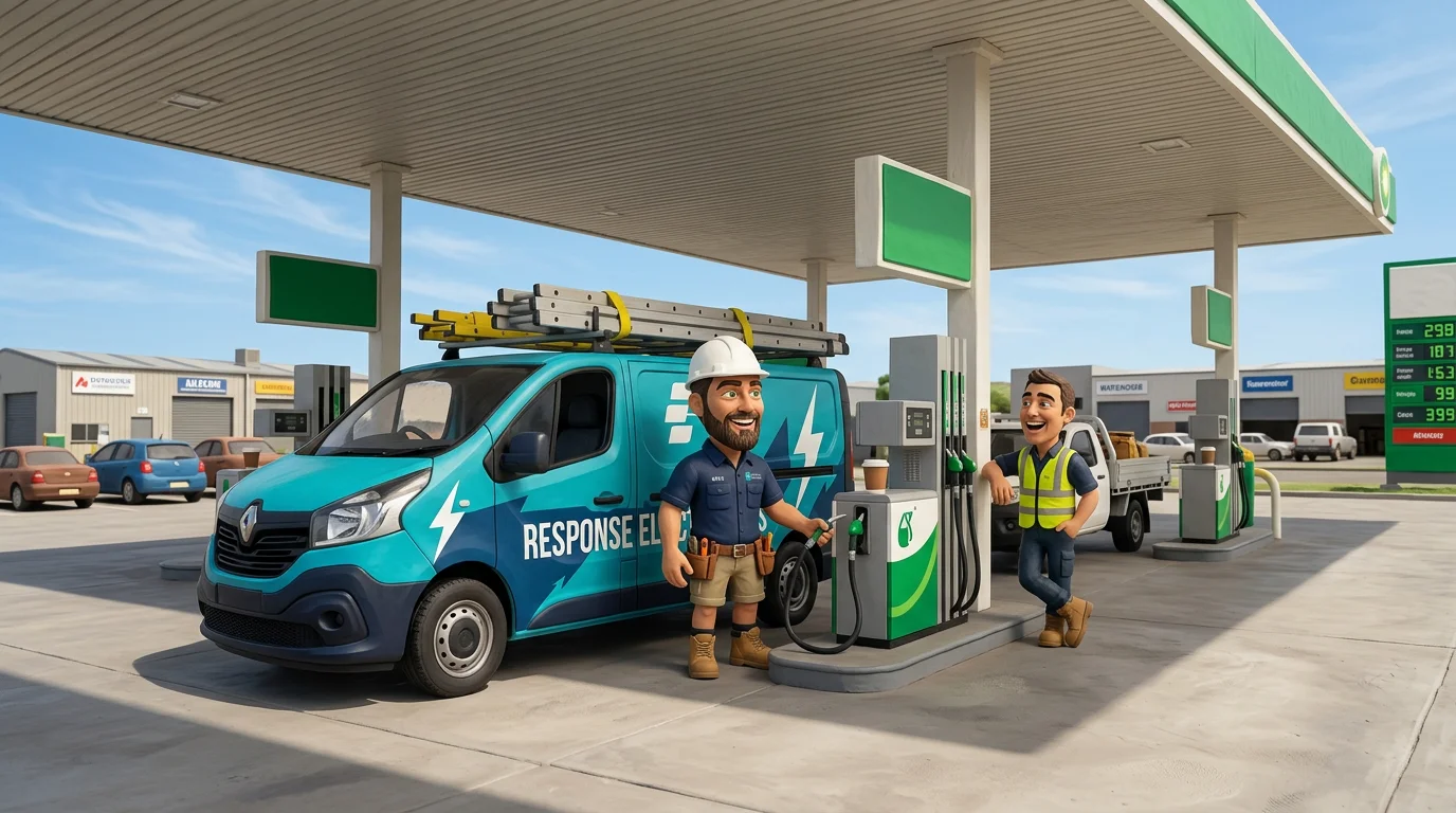 Claymation-style Response Electricians commercial electrician with hard hat and tool belt in Welshpool, representing commercial electrical services for local businesses