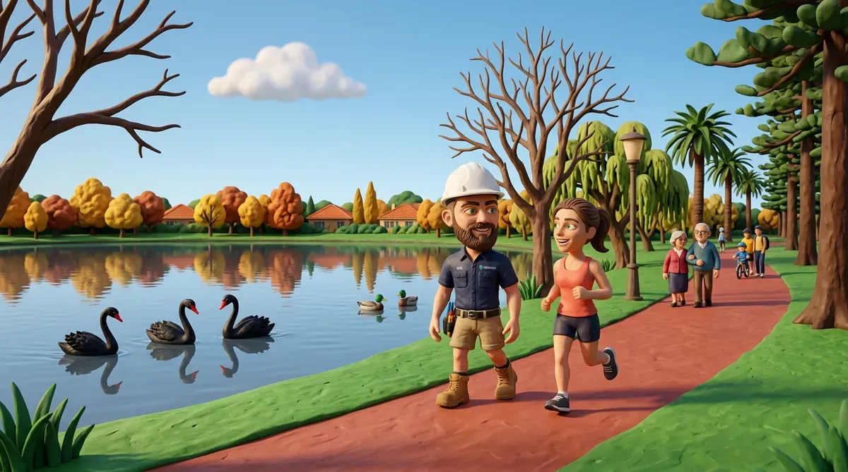 Claymation-style Response Electricians commercial electrician with hard hat and tool belt in Wembley, representing commercial electrical services for local businesses